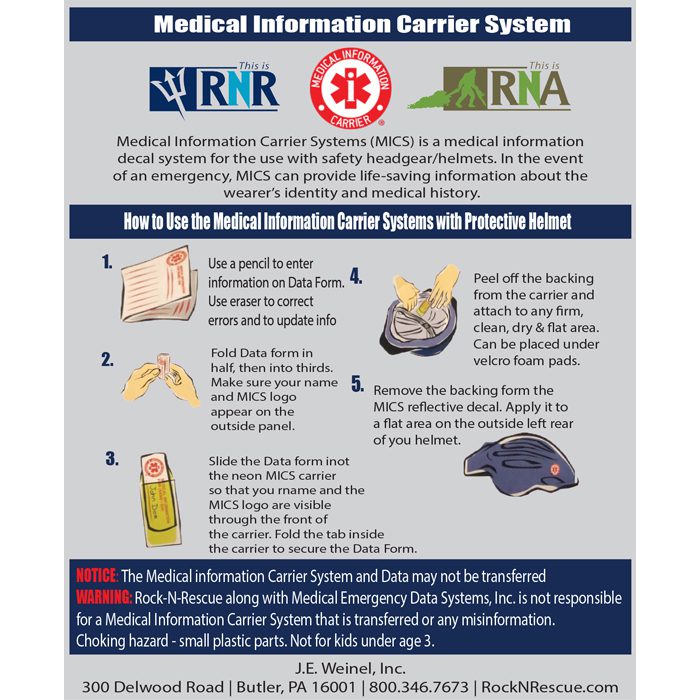 MEDICAL INFORMATION CARRIER SYSTEM 10 PACK - First Choice Safety ...