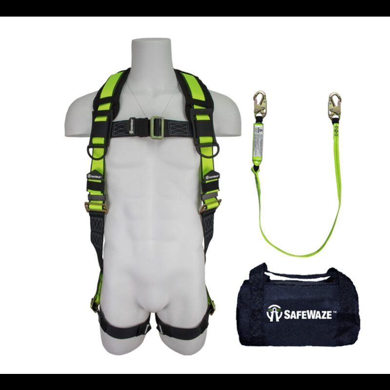 Safewaze Pass Through Leg Harness & High Profile Lanyard Fall Protection Kit First Choice