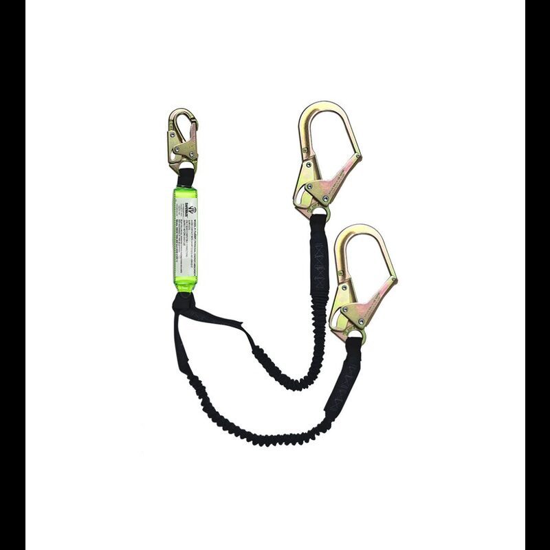 Safewaze 6’ Dual-Leg Stretch Energy Absorbing Lanyard W/ Rebar Hooks ...