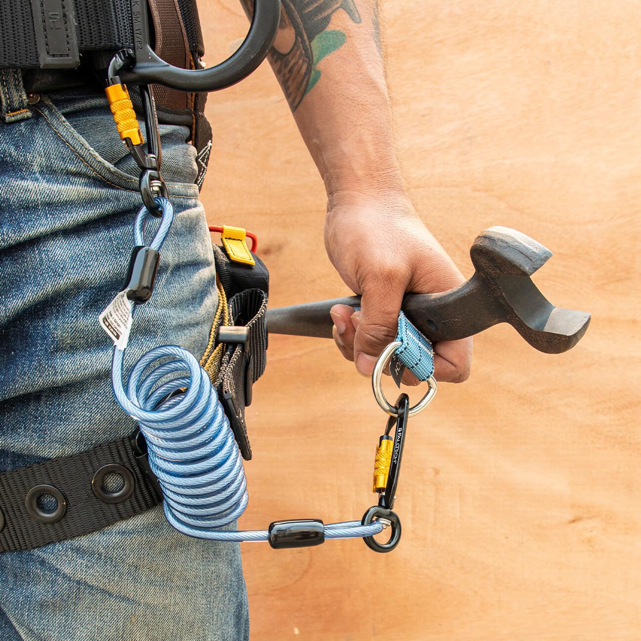 5 lb Premium Tool Tether with Stretch Coil Coated Wire and Dual Swivel