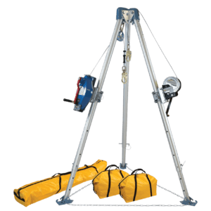 11' Confined Space Tripod System with 60' Galvanized Steel SRL-R and Personnel Winch