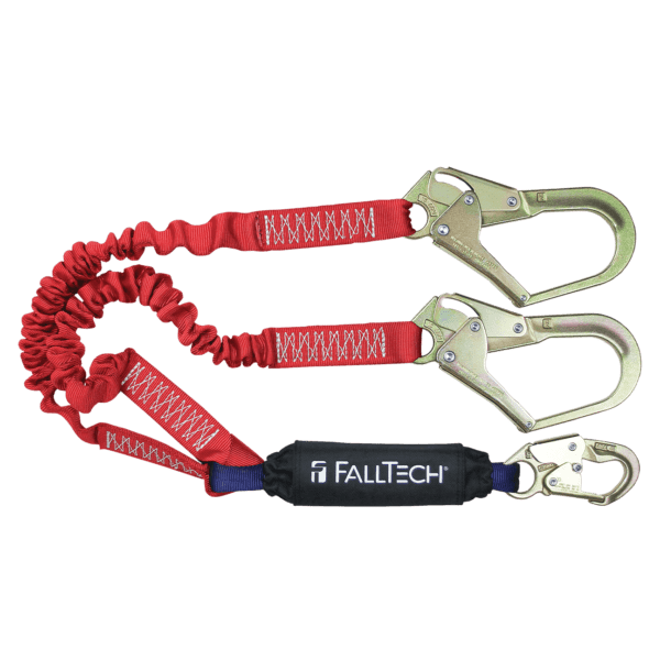 6' Ironman® 12' free fall Elasticated Energy Absorbing Lanyard, Double-leg with Steel Connectors