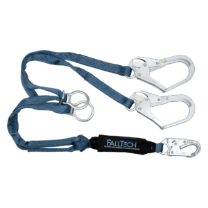 FallTech 6' ViewPack® Tie-back Energy Absorbing Lanyard, Double-leg with Steel Connectors