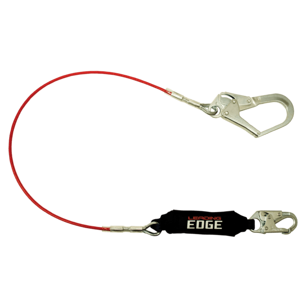 6' Leading Edge Cable Energy Absorbing Lanyard, Single-leg with Steel Connectors