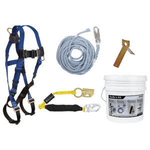 Roofer's Kit with Single-use Anchor and Manual Rope Adjuster