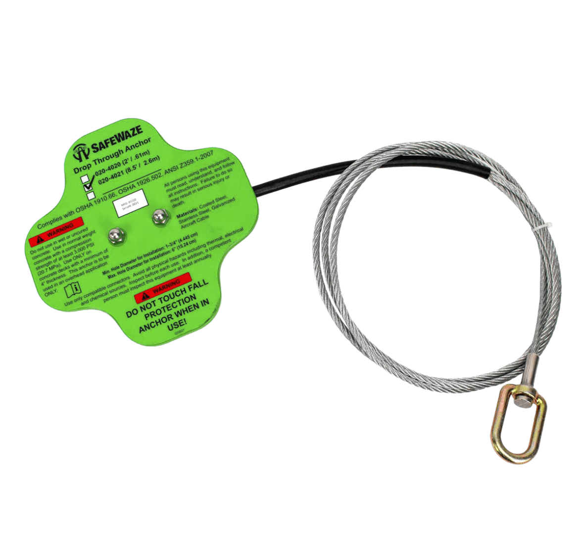 Safewaze DropThrough Cable Anchor First Choice Safety Solutions LLC